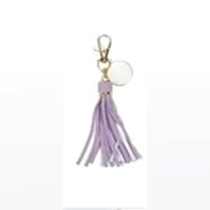 Purple Leather Tassel Women Keychain Car Circle Key Ring